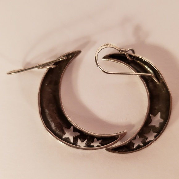 Vintage 1970s Drop Dangle Moon & Stars Earrings - Picture 5 of 6